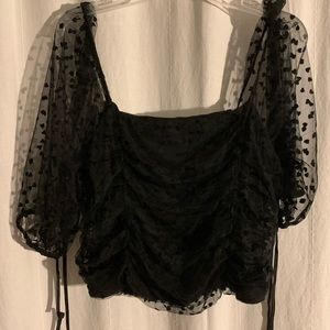 FOREVER 21 TOP WITH VELVET HEART PATTERN OVERLAY